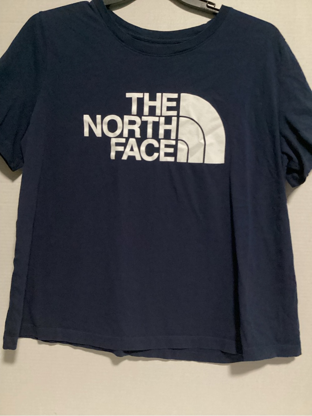 The North Face Navy Blue Short Sleeve Logo Tee with White Graphic